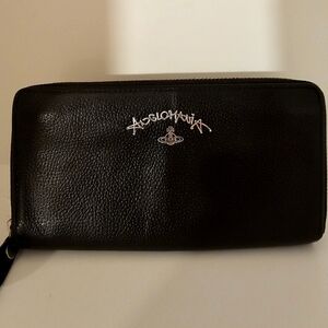 Vivienne Westwood Black Long Leather Wallet